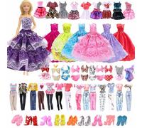 35 Pcs Doll Clothes and Accessories Set Compatible with 11.5inch Doll, Doll Outfit with 5 Dresses 3 Clothes 3 Trousers 2 Swimsuits Sets 10 Shoes, for 11.5 Inch Girls Doll Birthday Gift in Random