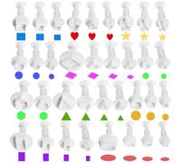 35 Pcs Fondant Plunger Cutters Set, Small Cookie Cutter for Fondant Tools & Clay Cutters, Mini Cookie Cutter for DIY Decorating, Fondants Molds & Stamps Tools (Heart Star Circle Geometric)