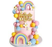 35 PCS Groovy Cake Toppers Boho Cake Topper Hippie Party Decorations with Flower Rainbow Balls for Girl Birthday Party Boho Groovy Party Supplies (Style 2)