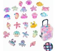 35 Pcs Luminous Mini Resin Ocean Creatures Figurines with Suitcase Box