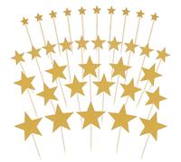 35 Pcs Matte Gold Star Topper Cake Star Cupcake Toppers Gold Glitter Big Stars Cocktail Picks Assembled Twinkle Stars Cupcake Picks for Wedding Engagement Bridal Shower Kids Birthday Party Supplies