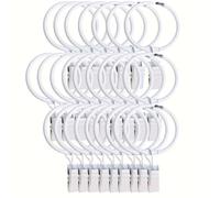 35 Pcs Openable Curtain Clips with Rings White 2Inch Strong Metal Decorative, Rustproof Drapery Open Clip Rings Curtain Rod Clips Hangers for Bathroom, Living and Guest Room