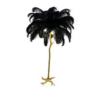 35 Pcs Ostrich Feather Floor Lamp - Adjustable 3Color LED Lighting with Foot Switch Elegant Modern Home Decor for Living Room & Bedroom 110 cm x H 170 cm Stylish Black Design