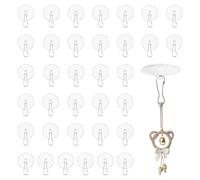 35 Pcs Self Adhesive Ceiling Hooks, 3cm Clear Hooks Self Adhesive Durable Decorative Hook with Flagpole Clips, Versatile Hook for Hanging Decor in Living Room, Bedroom, for Wind Chimes, Balloons