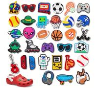35 Pcs shoe Charms,for Croc Charms,Cute DIY Perforated Shoes Charm,Basketball Baseball Soccer Football Accessories Pins for Kids boys and Teens,to Video Game Sports Astronaut Party Favor Gifts