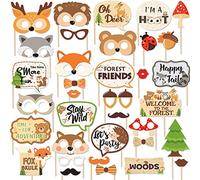 35 PCS Woodland Animal Photo Booth Props Wild One Camping Forest Theme Party Favors Decorations For Woodland Creatures Baby Shower Birthday Party Supplies