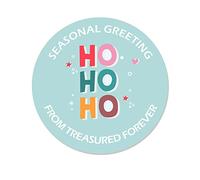 35 Personalised Christmas Cute Stickers Floral Festive Gift Tag Labels Present Circle Delivery from Santa Blue Tree - Mixed Designs (Ho Ho Ho)