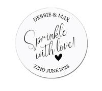 35 Personalised Confetti Wedding Stickers Sprinkle The Love Sage, Throw me, Cone Bags Favour Luxury - Sprinkle with Love (White)
