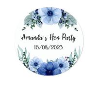 35 Personalised Floral Hen Party Bridal Shower Stickers - Thank You Sweet Cone Bags Favour Luxury (Navy)