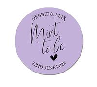 35 Personalised Mint to be Wedding Stickers, Party Favour Label, Party Bag Label, Mint Favour Label (Purple)