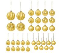 35 Piece Christmas Bauble Set - Shatterproof Red, Silver or Gold Tree Ornaments - Pre-Strung Xmas Baubles for Christmas Tree, Wreath & Garland - Mixed Sizes with Glitter, Matt & Gloss Finish (Gold)