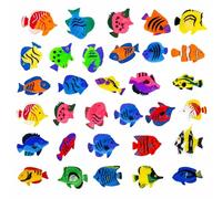 35-Piece Floating Fish Set, Plastic Swimming Fish Bath Toy, Under The Sea Party Bag Fillers, Assorted Fake Sea Creatures for Fish Tanks & Ocean Themed Party Decor