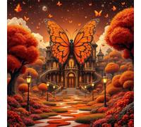 35 Piece Jigsaw Puzzle for Adults,Autumn Butterflies Castle 5 x 5 Inches DIY Educational Game Challenge puzzle for adults teens decoration puzzles Suitable Wall Decoration Gifts Relax