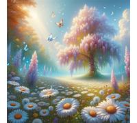 35 Piece Jigsaw Puzzle for Adults,Daisy Flowers Tree 5 x 5 Inches DIY Educational Game Challenge puzzle for adults teens decoration puzzles Suitable Wall Decoration Gifts Relax