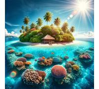 35 Piece Jigsaw Puzzle for Adults,Tropical Island Scenery 5 x 5 Inches DIY Educational Game Challenge puzzle for adults teens decoration puzzles Suitable Wall Decoration Gifts Relax