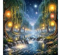 35 Piece Jigsaw Puzzle for Adults,Willow Grove Night View 5 x 5 Inches DIY Educational Game Challenge puzzle for adults teens decoration puzzles Suitable Wall Decoration Gifts Relax
