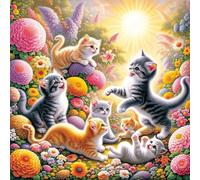 35 Piece Jigsaw Puzzles for Adults Sweet Garden Kittens, Impossible Puzzle for adults, Challenging Adult jigsaw puzzles 35 pieces, puzzle Classic Educational Games, Fun Activity for Family