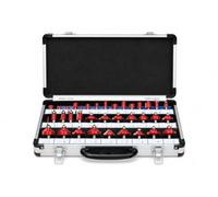 35-Piece TCT Router Bit Set with 1/4-Inch Shanks & Aluminium Case | Tungsten Carbide Tipped, Sealed Bearing Cutters, Edge Profiling & Grooving, Woodworking Applications