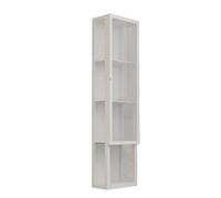 35" Tall Floating Glass Wall Cabinet 4-Tier Storage nizer with Glass Doors Metal Frame for Bathroom Kitchen & Living Room (White B-30 * 15 * 90cm)
