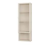 35" Tall Glass Wall Cabinet - Floating Storage nizer with 4-Tier Shelves & Glass Doors Metal Framed Ideal for Bathroom Kitchen & Living Room (Beige B-25 * 15 * 90cm)