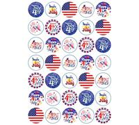 35 x 4th July Mix Edible Wafer or Icing Cupcake Topper Fun American Party Cake Decorations Perfect For Brownies Cookies Muffins & More!… (Premium Icing Sheet)