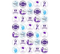 35 x Alzheimer's Awareness Mix Edible Wafer or Icing Cupcake Topper Fun Charity Party Cake Decorations Perfect For Brownies Cookies Muffins & More!… (Edible Wafer Card)