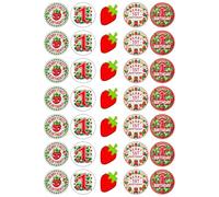35 x Berry 1st Birthday Edible Cupcake Toppers - Wafer Card or Icing - First Birthday Themed Party Decorations Perfect For Brownies Cookies Muffins & More! (Edible Wafer Card)