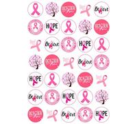 35 x Breast Cancer Awareness Mix Edible Wafer or Icing Cupcake Topper Fun Charity Party Cake Decorations Perfect For Brownies Cookies Muffins & More! (Premium Icing Sheet)