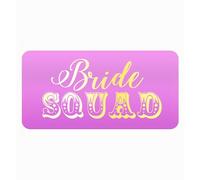 35 x Bright Pink Bride Squad Labels with Shiny Gold Foil Print - Hen Party Favour Stickers for Hen Do & Hen Night (50mm x 25mm)