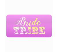 35 x Bright Pink Bride Tribe Labels with Shiny Gold Foil Print - Hen Party Favour Stickers for Hen Do & Hen Night (50mm x 25mm)
