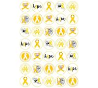35 x Childhood Cancer Awareness Mix Edible Wafer or Icing Cupcake Toppers Fundraiser Party Cake Decorations Perfect For Brownies Cookies Muffins & More! (Premium Icing Sheet)