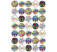 35 x Congratulations Mix Edible Wafer Cupcake Toppers Cake Party Decorations