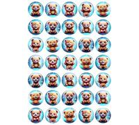35 x Cute Teddy Bear BLUE Mix Edible Wafer or Icing Cupcake Toppers Fun Party Cake Decorations Perfect For Brownies Cookies Muffins & More! (Edible Wafer Card)