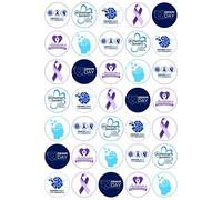 35 x Denim Day for Dementia - Edible Wafer or Icing Cupcake Toppers Alzheimer's Cake Decorations Perfect For Brownies Cookies Muffins & More! (Edible Wafer Card)