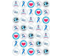 35 x Diabetes Awareness Mix Edible Wafer or Icing Cupcake Toppers Support Party Cake Decorations Perfect For Brownies Cookies Muffins & More! (Premium Icing Sheet)