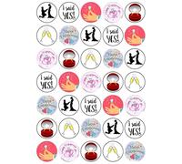 35 x Happy Engagement Mix Edible Wafer or Icing Cupcake Toppers Fun Xmas Party Cake Decorations (Edible Wafer Card)