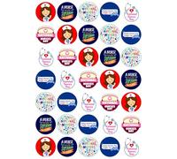 35 x National Nurses Day Party Pack - Edible Wafer or Icing Cupcake Toppers Nurse Party Cake Decorations Perfect For Brownies Cookies Muffins & More! (Edible Wafer Card)