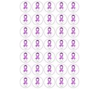 35 x Pancreatic Cancer Ribbon - Edible Wafer or Icing Cupcake Toppers Party Cake Decorations Perfect For Brownies Cookies Muffins & More! (Edible Wafer Card)