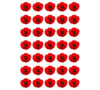 35 x Poppy Flower Edible Wafer or Icing Cupcake Toppers Remembrance Day Party Cake Decorations Perfect For Brownies Cookies Muffins & More! (Edible Wafer Card)