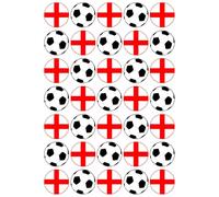 35 x PRECUT England Football Mix - Edible Wafer Cupcake Toppers - 1.3" / 3.2cm Size - Pre Cut World Cup 2026 Euros Soccer Cake Decorations - Perfect for Cupcakes, Cookies, Brownies, Muffins & More!