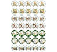 35 x Wild One Party Mix Edible Wafer or Icing Cupcake Topper Fun School Party Cake Decorations Perfect For Brownies Cookies Muffins & More! (Edible Wafer Card)