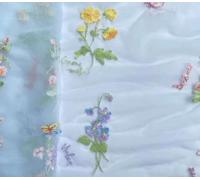 35"x51" Elegant White Lace Fabric Tulle Fabric by Yard Colorful Floral Embroidery Soft Tulle Mesh for DIY Dresses Wedding Gown and Fashion Design (Blue, 5 Yards (175 x 51 in))
