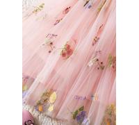 35"x51" Elegant White Lace Fabric Tulle Fabric by Yard Colorful Floral Embroidery Soft Tulle Mesh for DIY Dresses Wedding Gown and Fashion Design (Pink, 5 Yards (175 x 51 in))