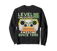 35 Year Old Level 35th Unlocked Birthday Gamer Since 1990 Sweatshirt