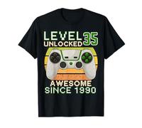 35 Year Old Level 35th Unlocked Birthday Gamer Since 1990 T-Shirt