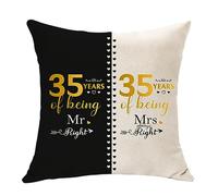 35 Years of Marriage Gifts for Couple Mr. Right and Mrs. Always Right Gifts Anniversary Cushion Cover for Husband Wife 35th Wedding Gifts for Her Him Dad Mum Wedding Anniversary Keepsake (35th)