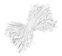 350-400 Pcs White Pearl Double Heads 2mm Flower Stamens Artificial Pearlized Floral Pollens Stamen Handmade Artificial Pistil for Flower Making Supplies Crafts Christmas Wedding Scrapbook Decoration