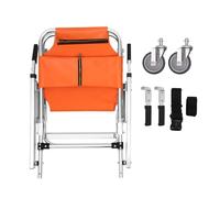 350.5LBS Load EMS Stair Chair with Brake 2-Wheel Foldable Aluminum Alloy Mobility Retractable Handle Patient Transfer Aid for Hospital Emergency Fire Center Orange