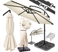 350 cm Cream Cantilever Umbrella Complete Set incl 4 Weights & Protective Cover