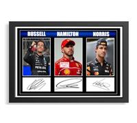 350. George Russell Lando Norris Lewis Hamilton Formula 1 Legends Signed Framed photograph A4 (21 X 297 CM) A4 print #####(REPRINT) #####